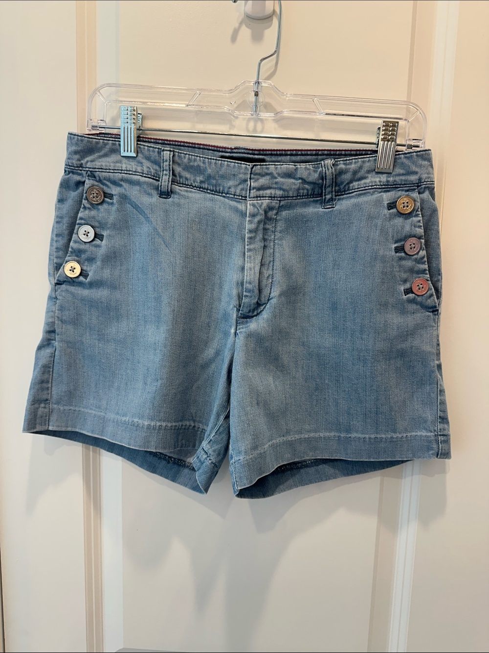 Tommy Hilfiger Light Blue Denim Button-Detail Shorts